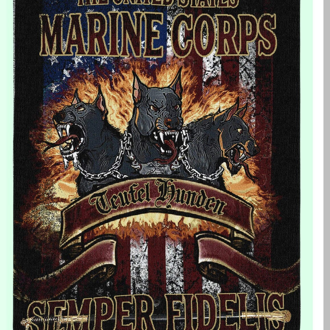 Semper Fidelis Marine Corps Cotton Tapestry Throw - 72x54 USA-Made Military Gift Blanket