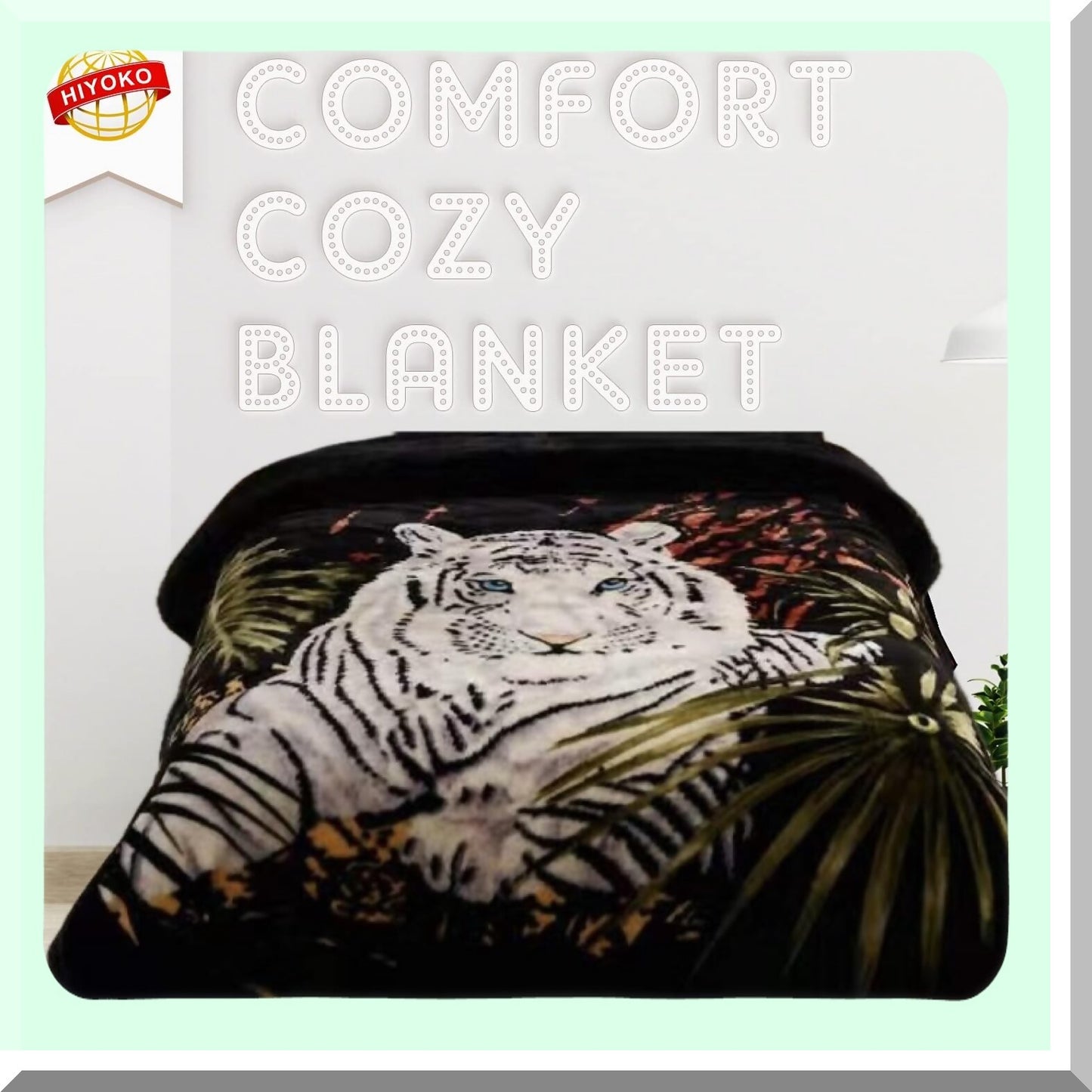 Royal Tiger Queen Size Mink Blanket - Ultra Soft, Heavy, and Warm Animal Print Bed Cover