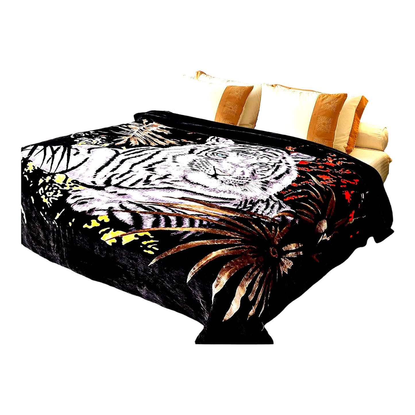 Royal Tiger Queen Size Mink Blanket - Ultra Soft, Heavy, and Warm Animal Print Bed Cover