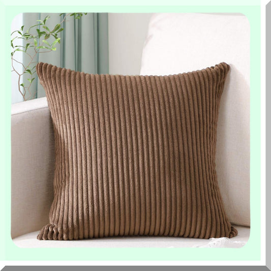 SoftStripe Corduroy Pillow Cover 16x16 inches