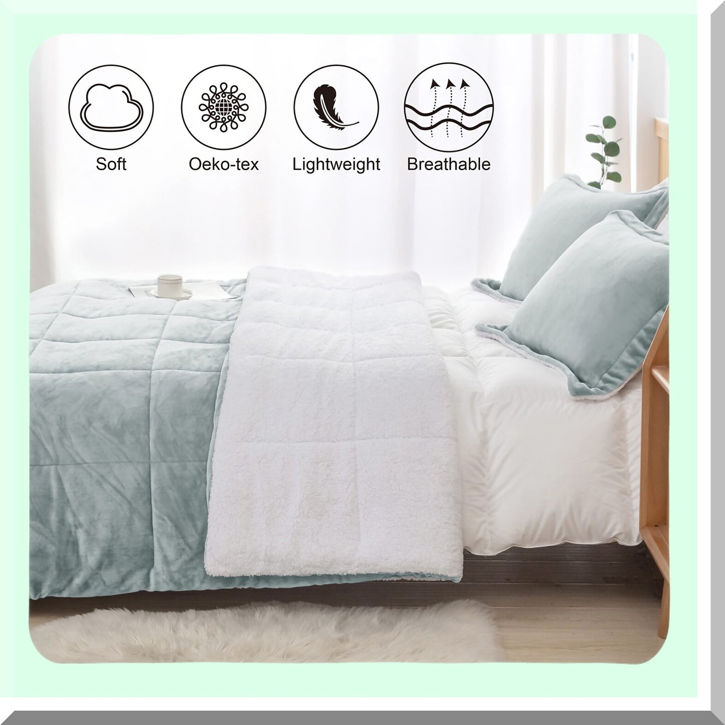 Silver Cloud Sherpa Comforter Set - Full/Queen Size | Plush Winter Bedding Set | Ultra-Soft Down Alternative | All Season Warmth | 3 Piece Set with 2 Pillow Shams | Cozy Silver Grey Theme