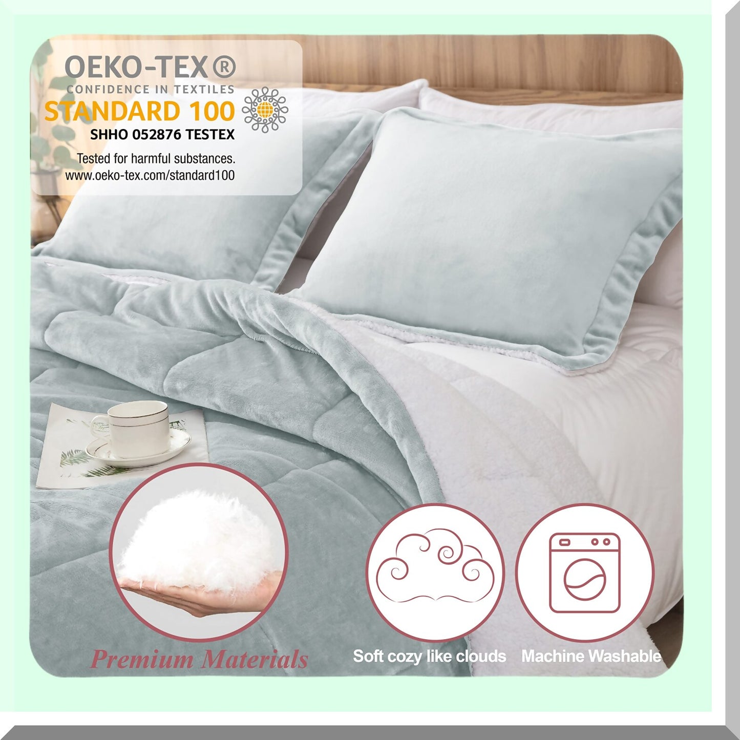 Silver Cloud Sherpa Comforter Set - Full/Queen Size | Plush Winter Bedding Set | Ultra-Soft Down Alternative | All Season Warmth | 3 Piece Set with 2 Pillow Shams | Cozy Silver Grey Theme