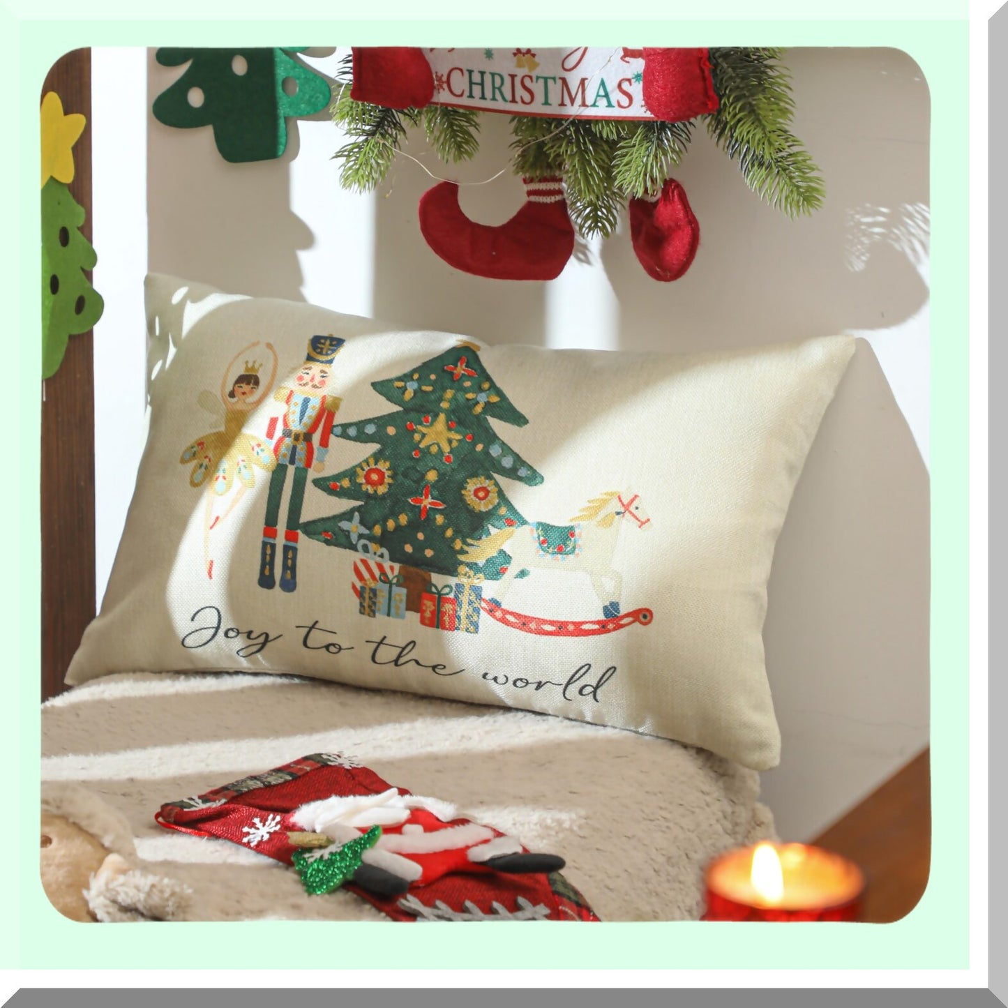 Winter Wonderland Lumbar Pillow Covers - Festive Nutcracker Decorations - Colorful Throw Pillow Cases for Home Decor - 12x20 Inch Cozy Cushion Cover