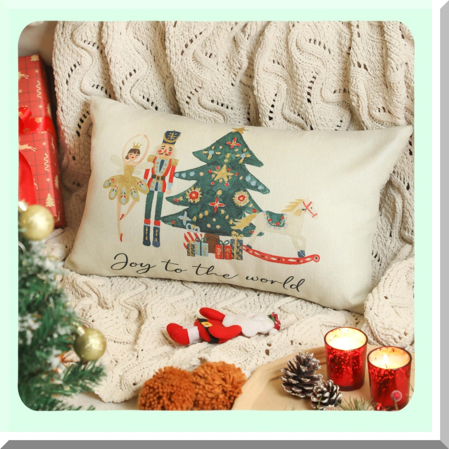 Winter Wonderland Lumbar Pillow Covers - Festive Nutcracker Decorations - Colorful Throw Pillow Cases for Home Decor - 12x20 Inch Cozy Cushion Cover