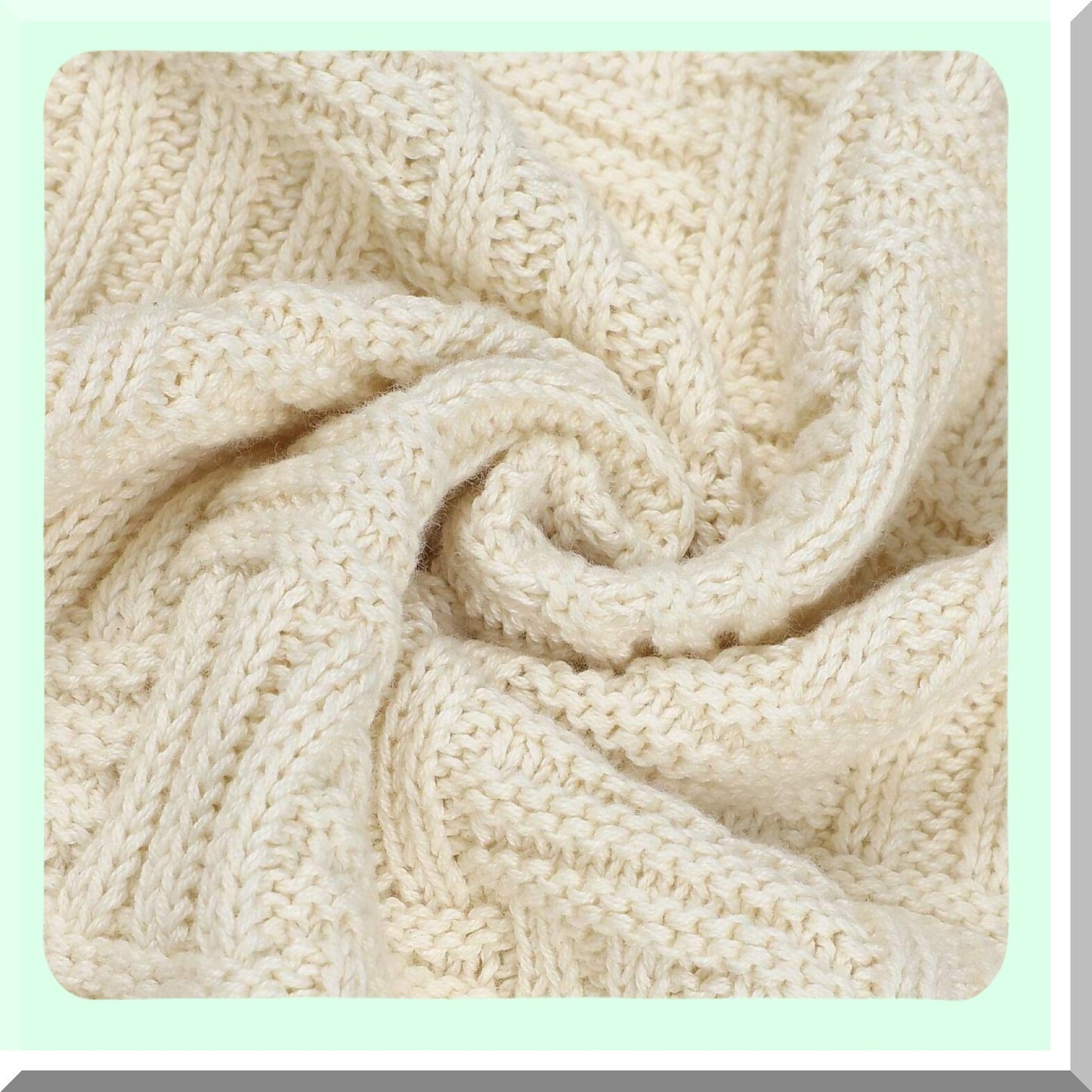 CozyCotton Cable Knit Throw - Soft Lightweight Textured Sofa Blanket, Beige 50"x60"