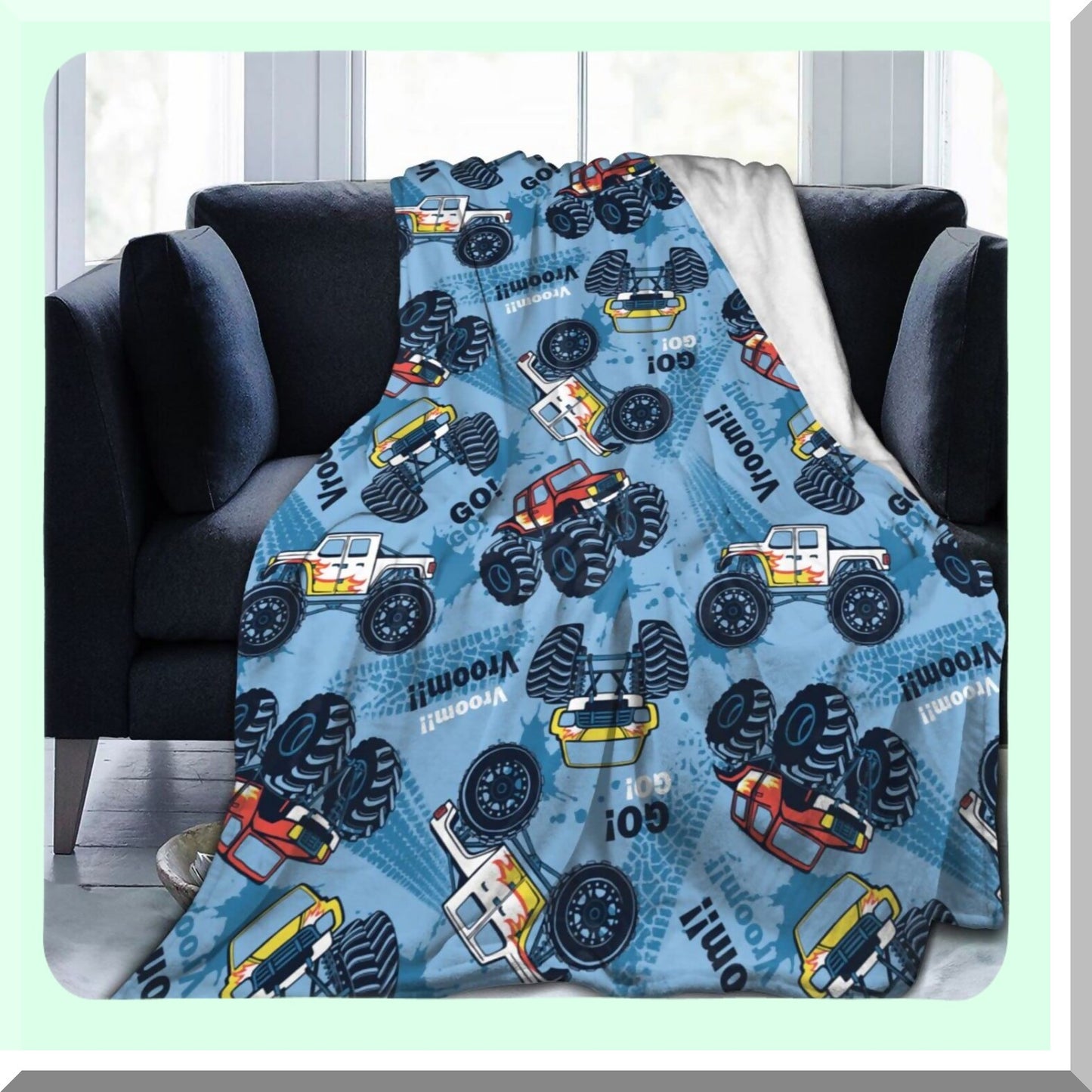 Monster Truck Mania Ultra Soft Fleece Throw Blanket - All Season Warmth for Bed, Chair, Car, Sofa, or Couch - 50"x40""