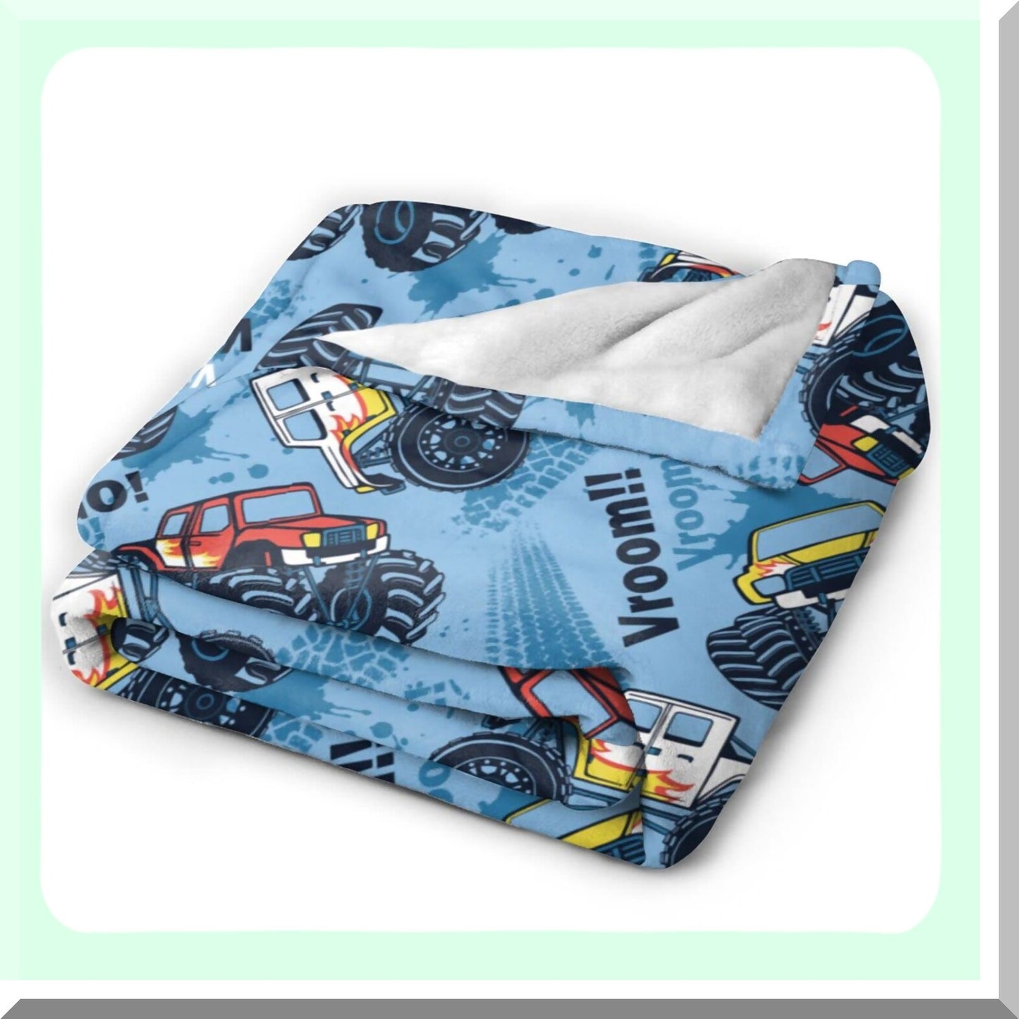Monster Truck Mania Ultra Soft Fleece Throw Blanket - All Season Warmth for Bed, Chair, Car, Sofa, or Couch - 50"x40""