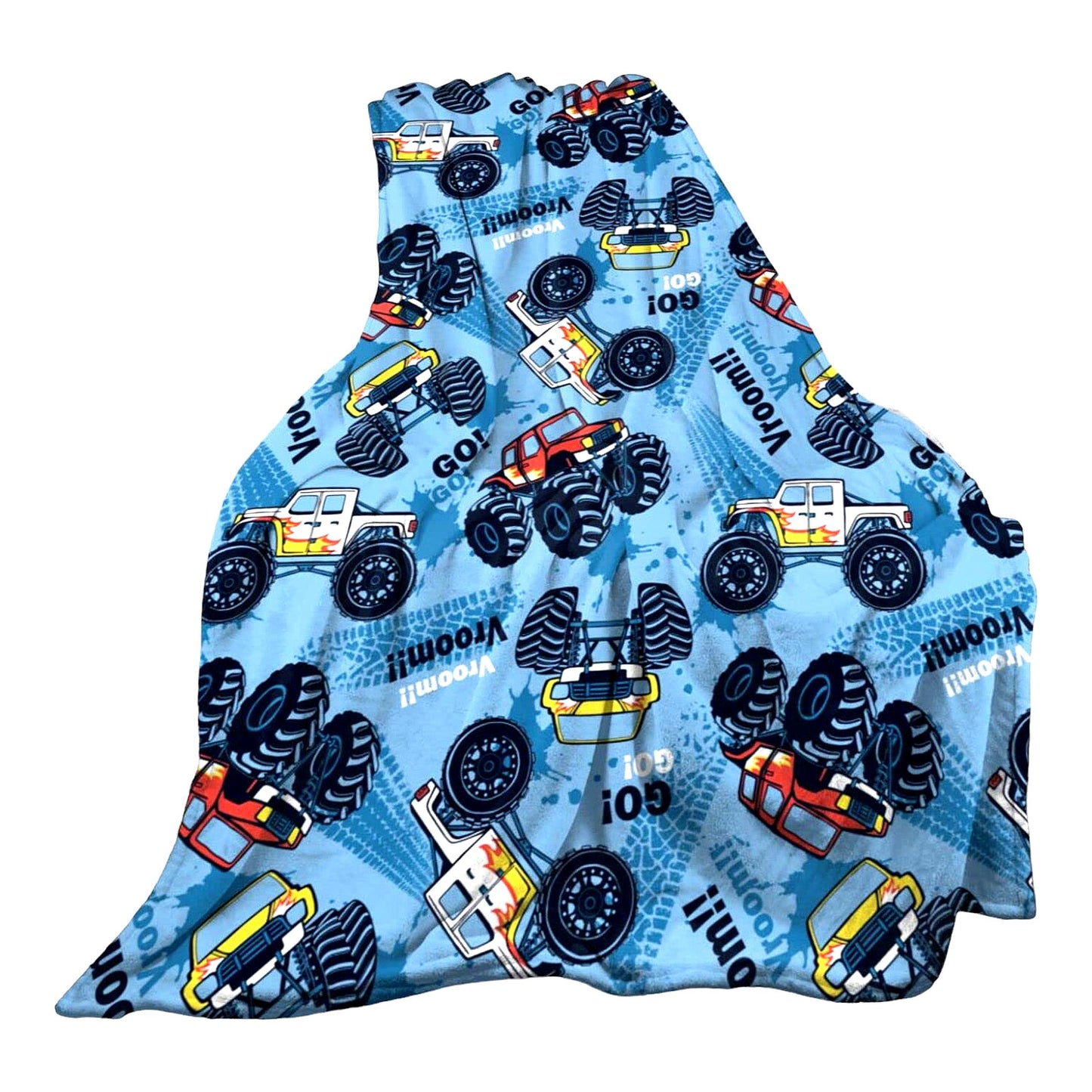 Monster Truck Mania Ultra Soft Fleece Throw Blanket - All Season Warmth for Bed, Chair, Car, Sofa, or Couch - 50"x40""