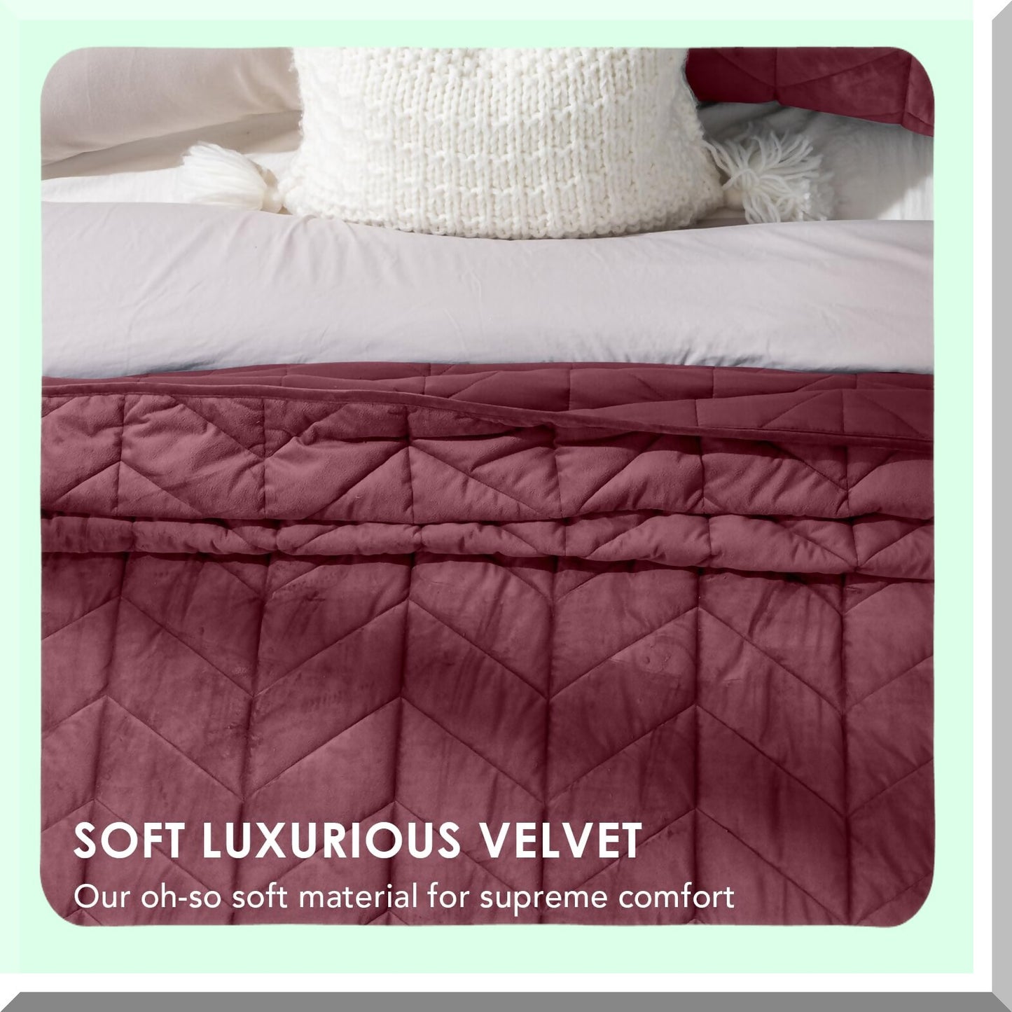 Diamond Velvet Luxe Quilt Set - Queen Size | Ultra Soft Lightweight Comforter | Matele Oversized Bedspread Coverlet for Winter | 3-Piece Set with 2 Shams | Burgundy, 92"x96"