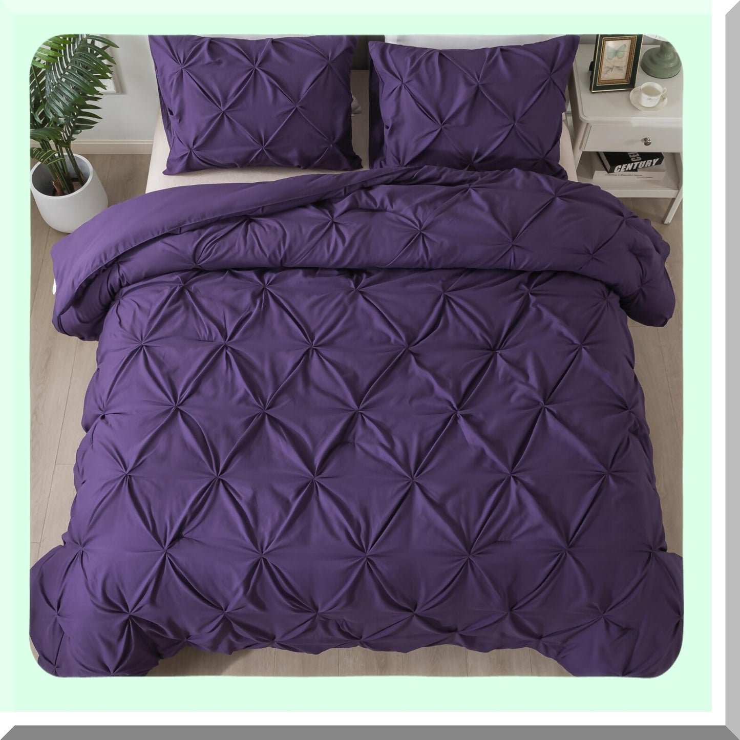 Lavender Dream Queen Comforter Set - 3 Piece Lightweight Pinch Pleat Bedding Set with Soft Microfiber Material - Fits Queen Bed (90x90 Inch) - Includes 1 Comforter and 2 Pillowcases
