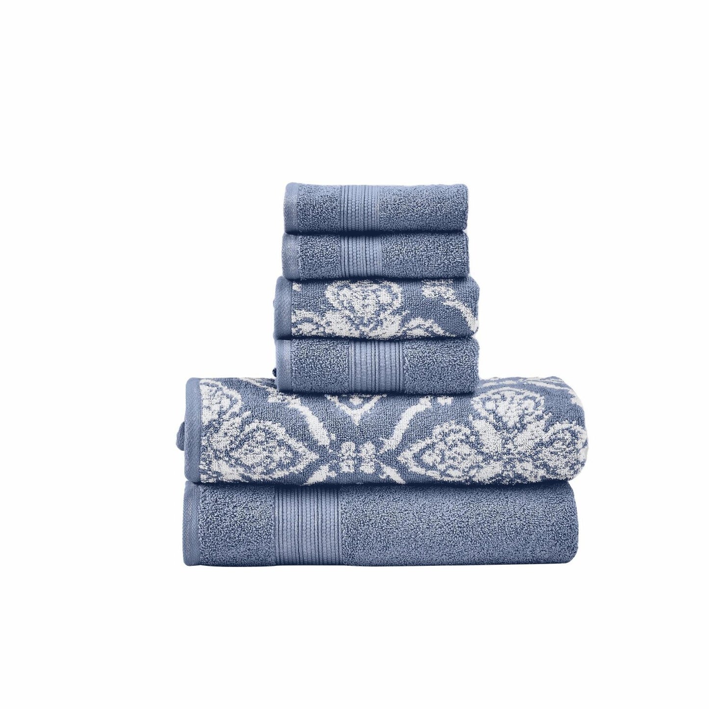 6-Piece Reversible Yarn Dyed Jacquard Towel Set