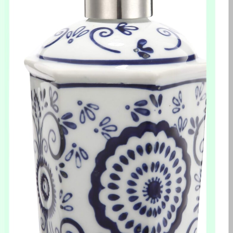 4-Piece Blue and White Ceramic Bathroom Set