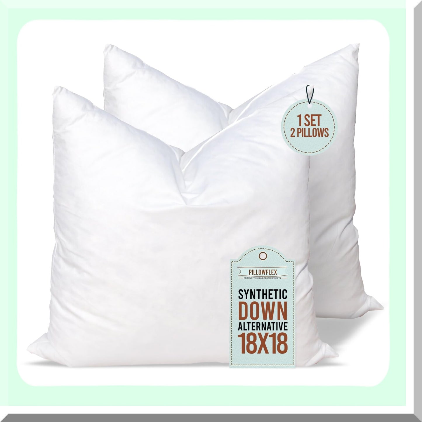 LuxiPlush Sleep Pillows - Hypoallergenic Down Alternative Inserts for Shams & Throws - Comfy & Supportive Pillow Set for Perfect Sleep (18x18, Set of 2)