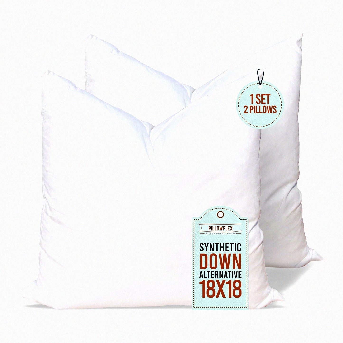 LuxiPlush Sleep Pillows - Hypoallergenic Down Alternative Inserts for Shams & Throws - Comfy & Supportive Pillow Set for Perfect Sleep (18x18, Set of 2)