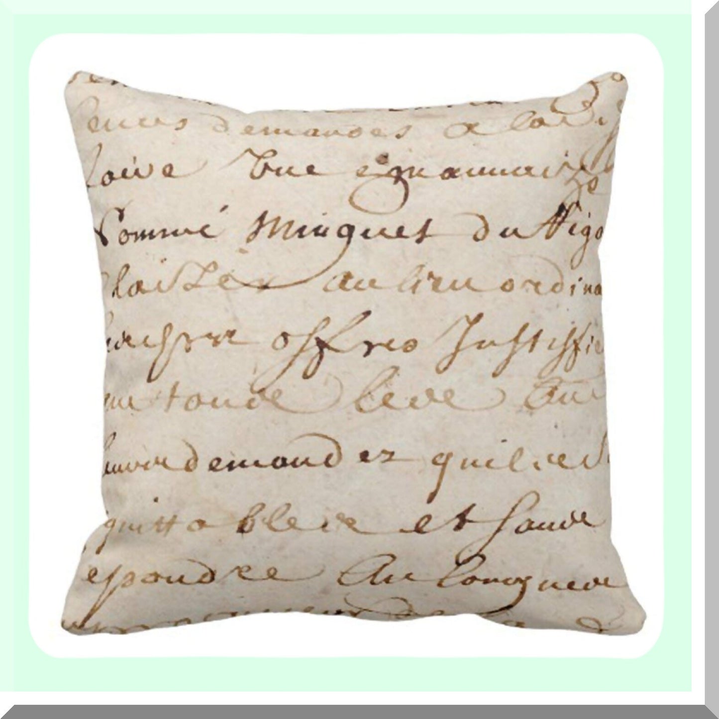 Vintage Script Linen Pillow Cover - Grunge Parchment Paper Decor - Retro Home Decor Square Cushion - 18x18 Inch Cotton Decorative Case