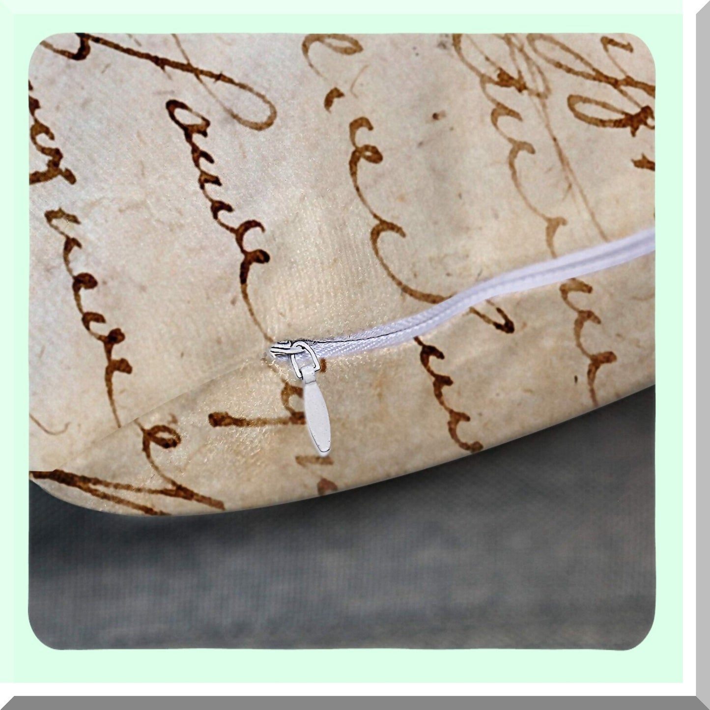 Vintage Script Linen Pillow Cover - Grunge Parchment Paper Decor - Retro Home Decor Square Cushion - 18x18 Inch Cotton Decorative Case