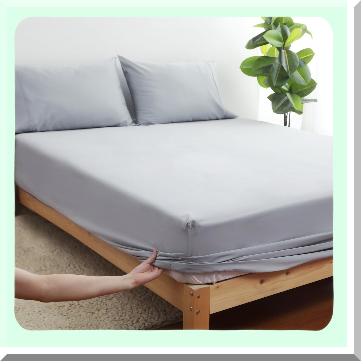 Luxury Cotton Sateen Twin Fitted Sheet - 600 Thread Count Deep Pocket Bottom Sheet for Home & Hotel - Soft & Durable Gray Twin Sheet - 15" Deep Pocket
