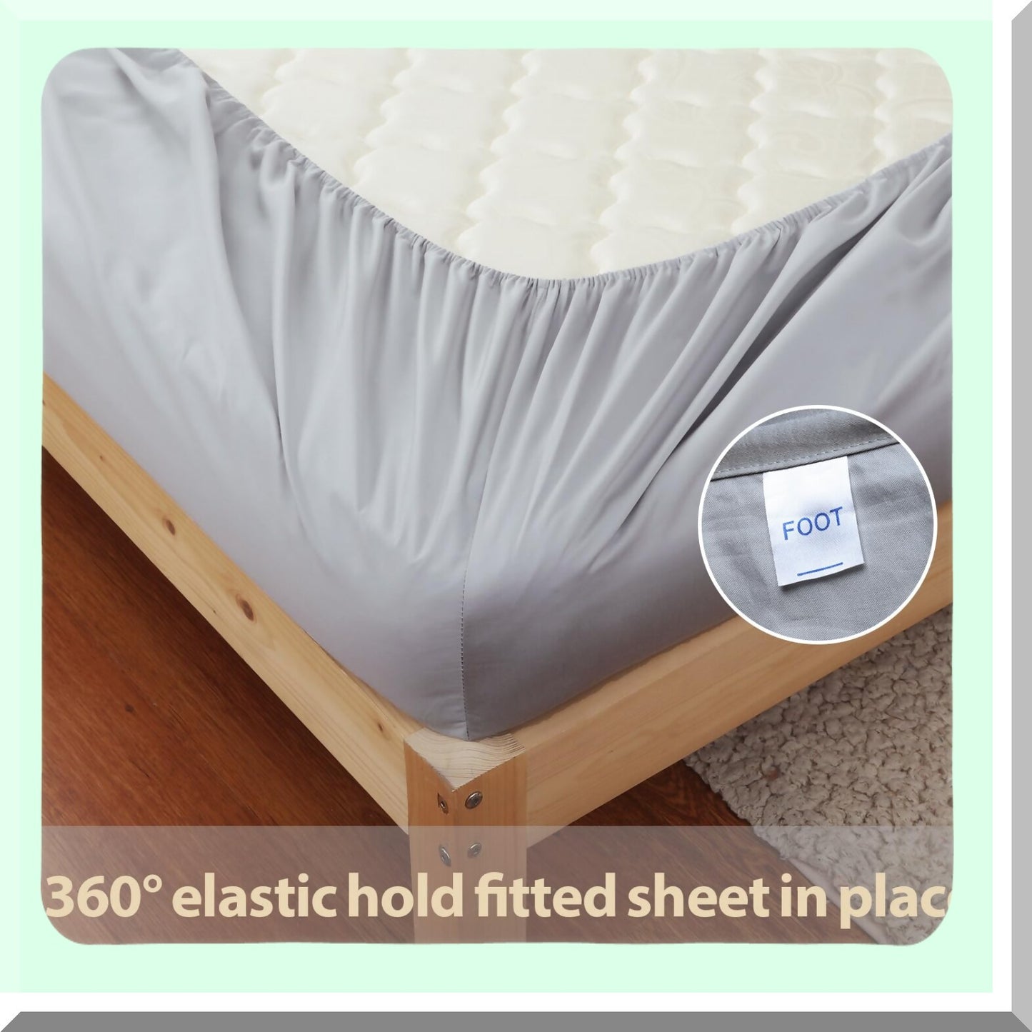 Luxury Cotton Sateen Twin Fitted Sheet - 600 Thread Count Deep Pocket Bottom Sheet for Home & Hotel - Soft & Durable Gray Twin Sheet - 15" Deep Pocket