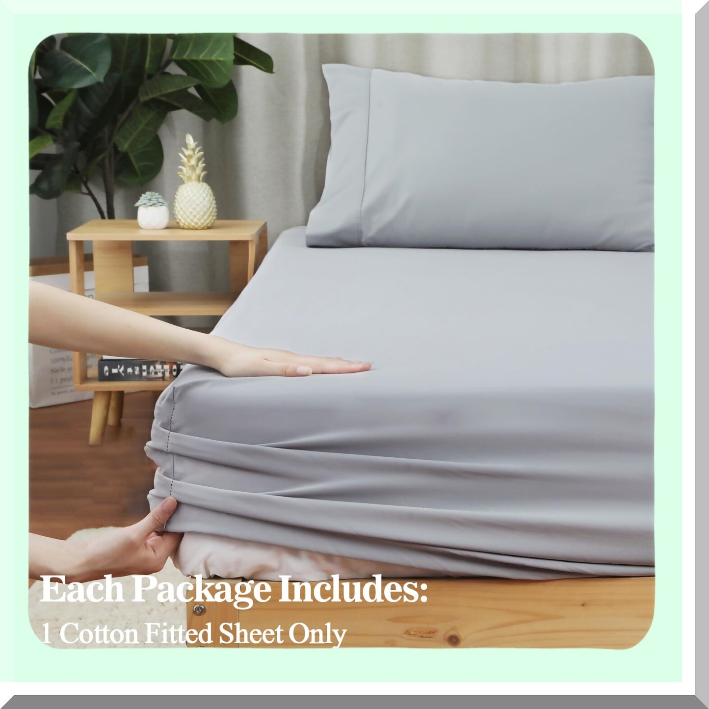 Luxury Cotton Sateen Twin Fitted Sheet - 600 Thread Count Deep Pocket Bottom Sheet for Home & Hotel - Soft & Durable Gray Twin Sheet - 15" Deep Pocket