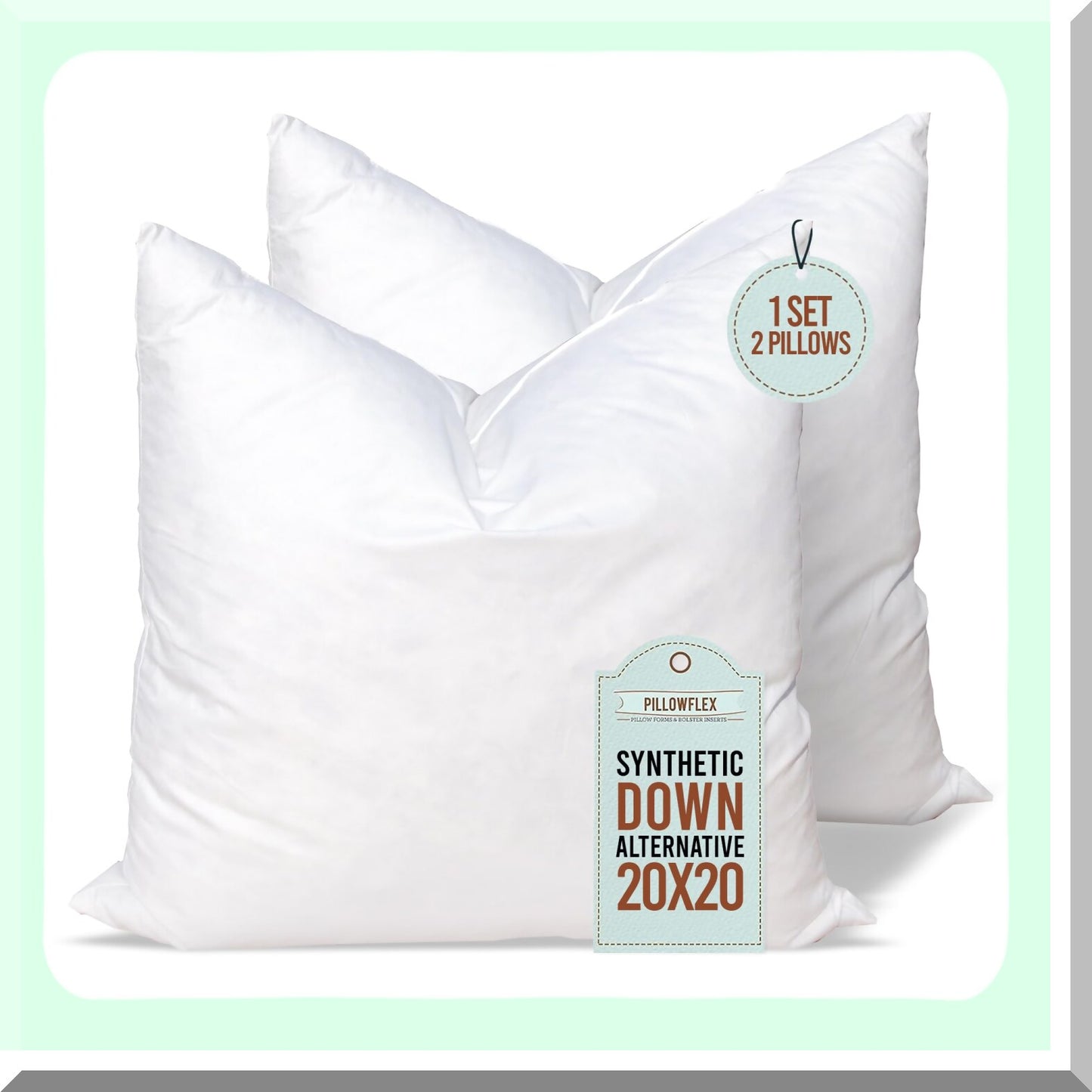 LuxiPlush Sleep Pillows - Hypoallergenic Down Alternative Inserts for Shams & Throws (20x20, Set of 2) - Comfy & Perfect for Sleeping