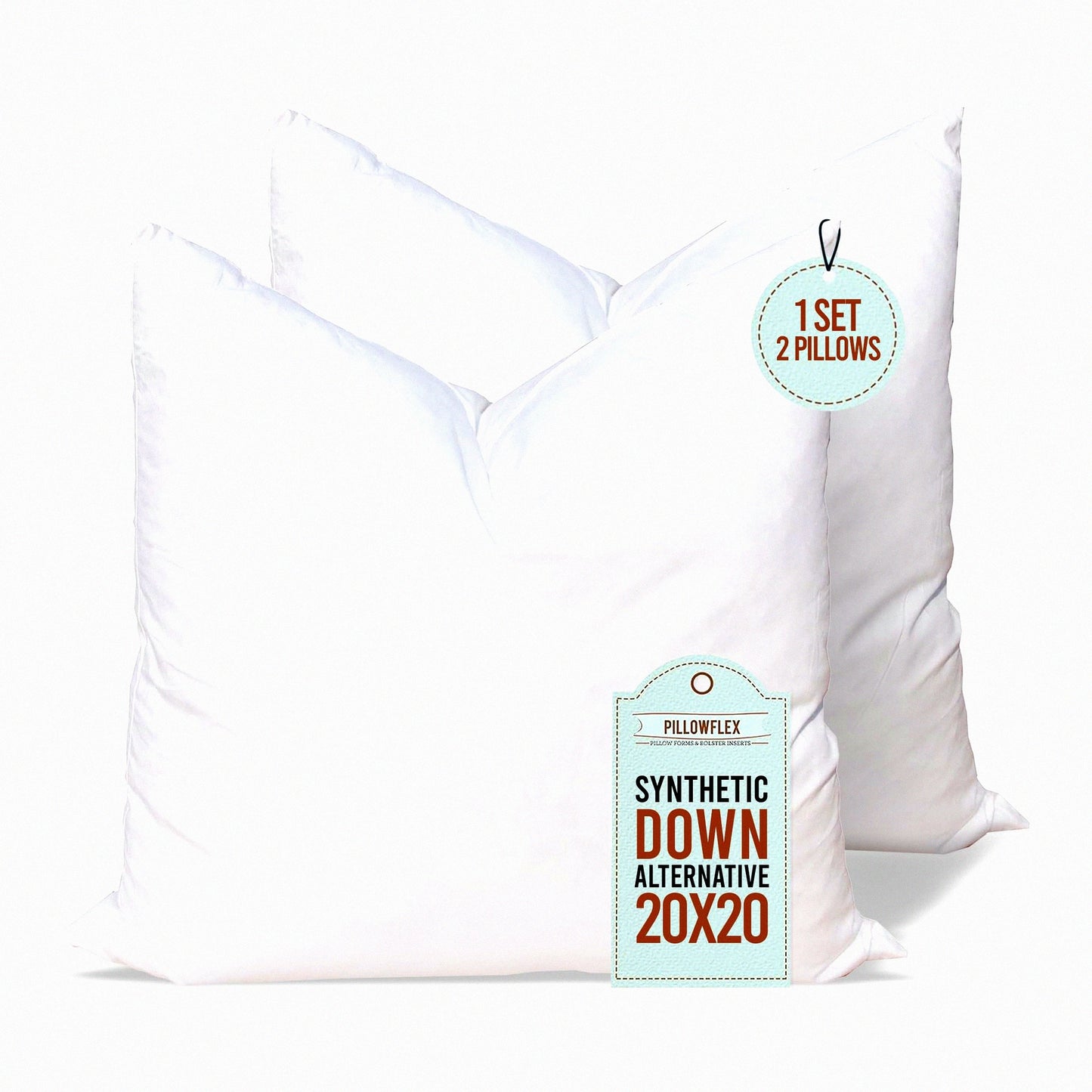 LuxiPlush Sleep Pillows - Hypoallergenic Down Alternative Inserts for Shams & Throws (20x20, Set of 2) - Comfy & Perfect for Sleeping