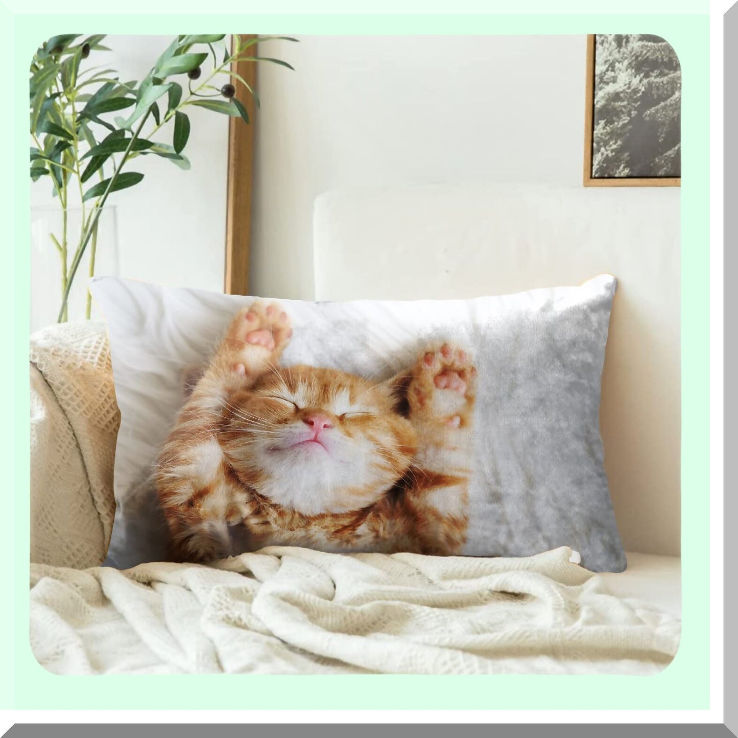Kitten Queen Decorative Pillowcase - Hidden Zipper Throw Cushion Cover for Bedroom Sofa Couch - 20x30 Inches Waist Pillow Case