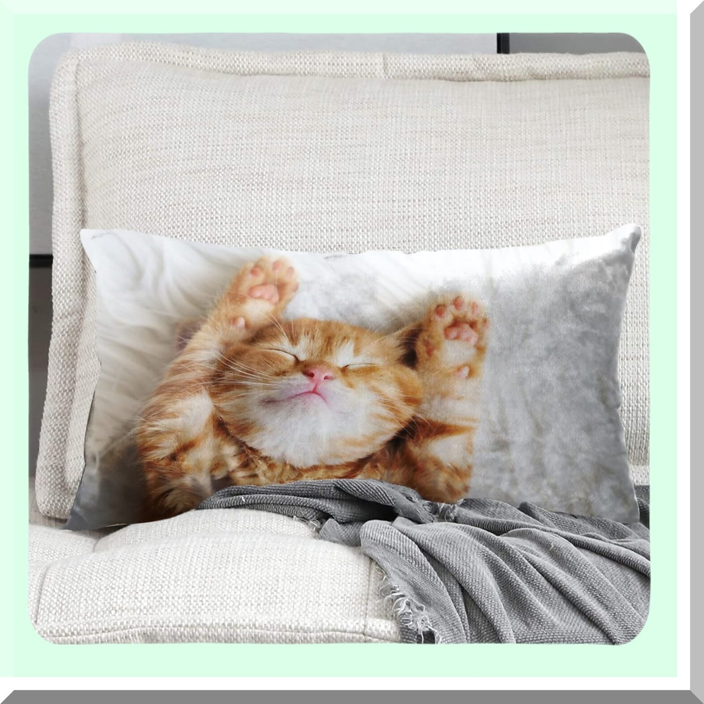 Kitten Queen Decorative Pillowcase - Hidden Zipper Throw Cushion Cover for Bedroom Sofa Couch - 20x30 Inches Waist Pillow Case