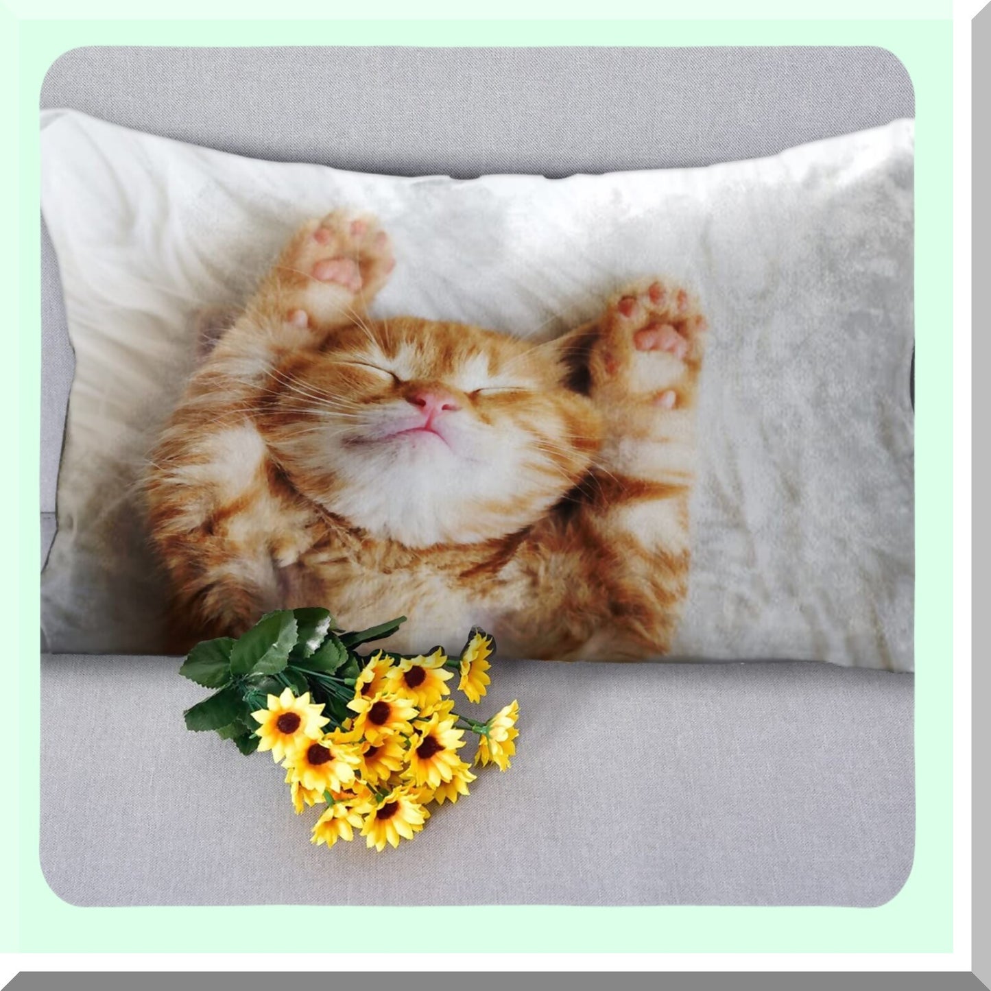 Kitten Queen Decorative Pillowcase - Hidden Zipper Throw Cushion Cover for Bedroom Sofa Couch - 20x30 Inches Waist Pillow Case