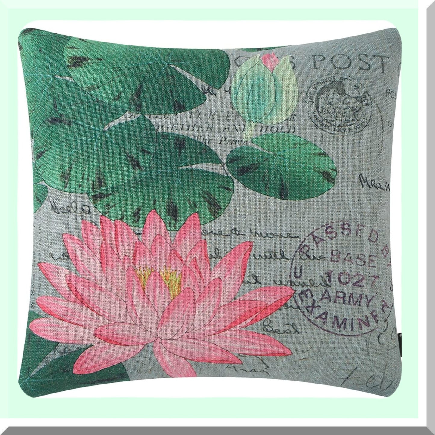 Floral Bliss Pillow Cover - 18x18 Inch Square Cushion Case for Sofa, Couch, Armchair - Decorative Lotus Flower Throw Pillowcase - PL818TR