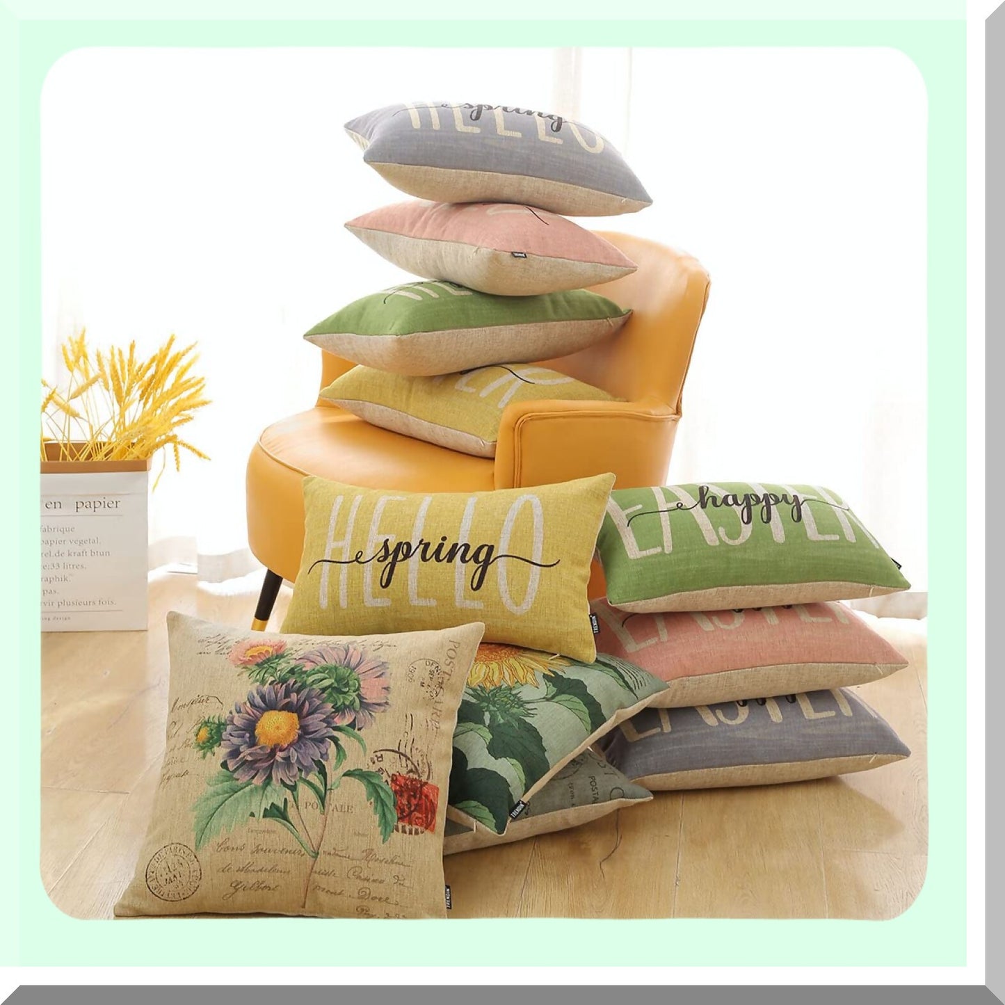 Floral Bliss Pillow Cover - 18x18 Inch Square Cushion Case for Sofa, Couch, Armchair - Decorative Lotus Flower Throw Pillowcase - PL818TR