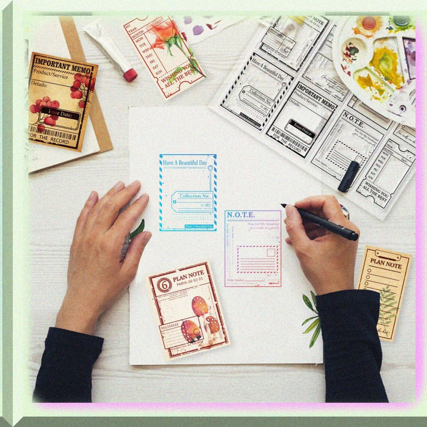 Vintage Plan Label Clear Stamp for Scrapbooking