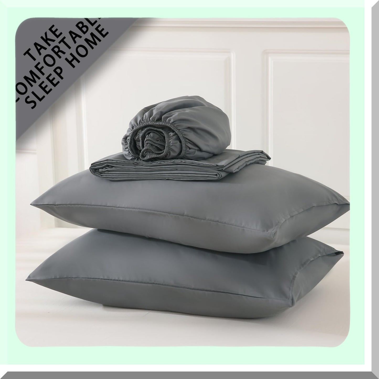 CoolLux Full Sheet Set - Ultra Soft 1800 Series Luxury Cooling Sheets in Dark Grey - 100% Microfiber, Breathable, Wrinkle Free - 4PC Full Size Bedding