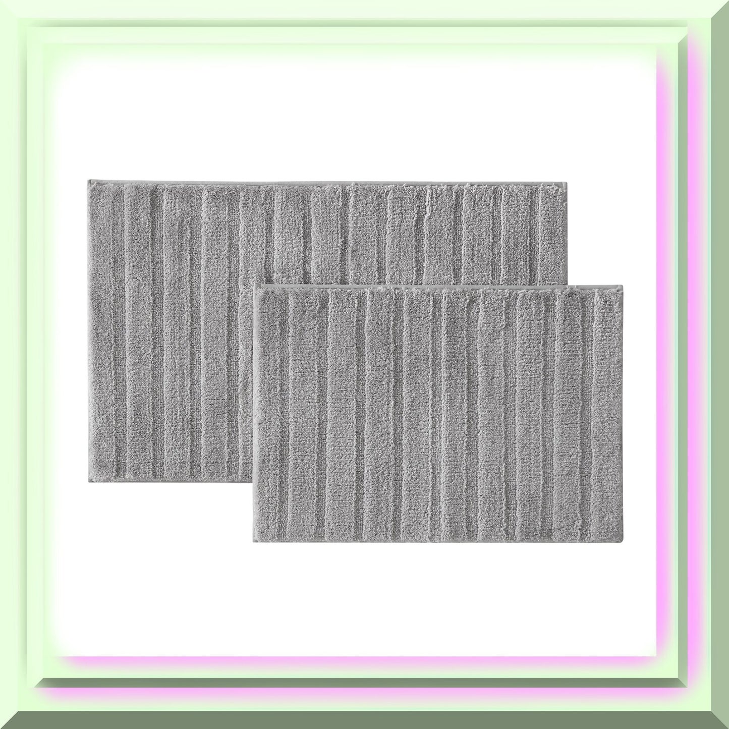 2 Piece Grey Bathroom Rug Set