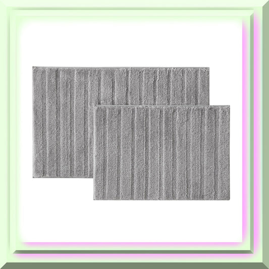 2 Piece Grey Bathroom Rug Set