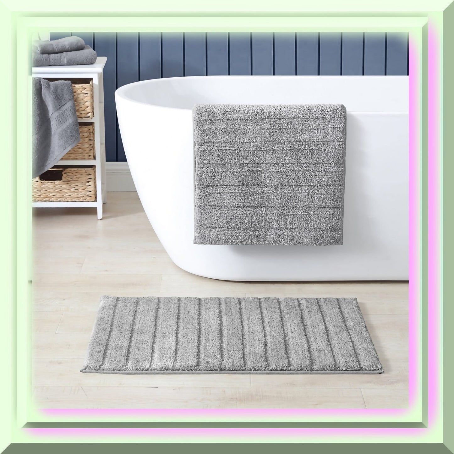 2 Piece Grey Bathroom Rug Set