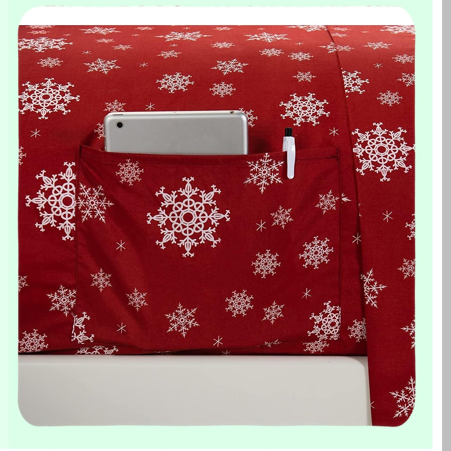 Holiday Bliss 1500 Luxury Microfiber Bedding Set - Cal Snowflake-Burgundy - Softness Wrinkle Fade Resistant - Premium Hotel Quality - 6-Piece