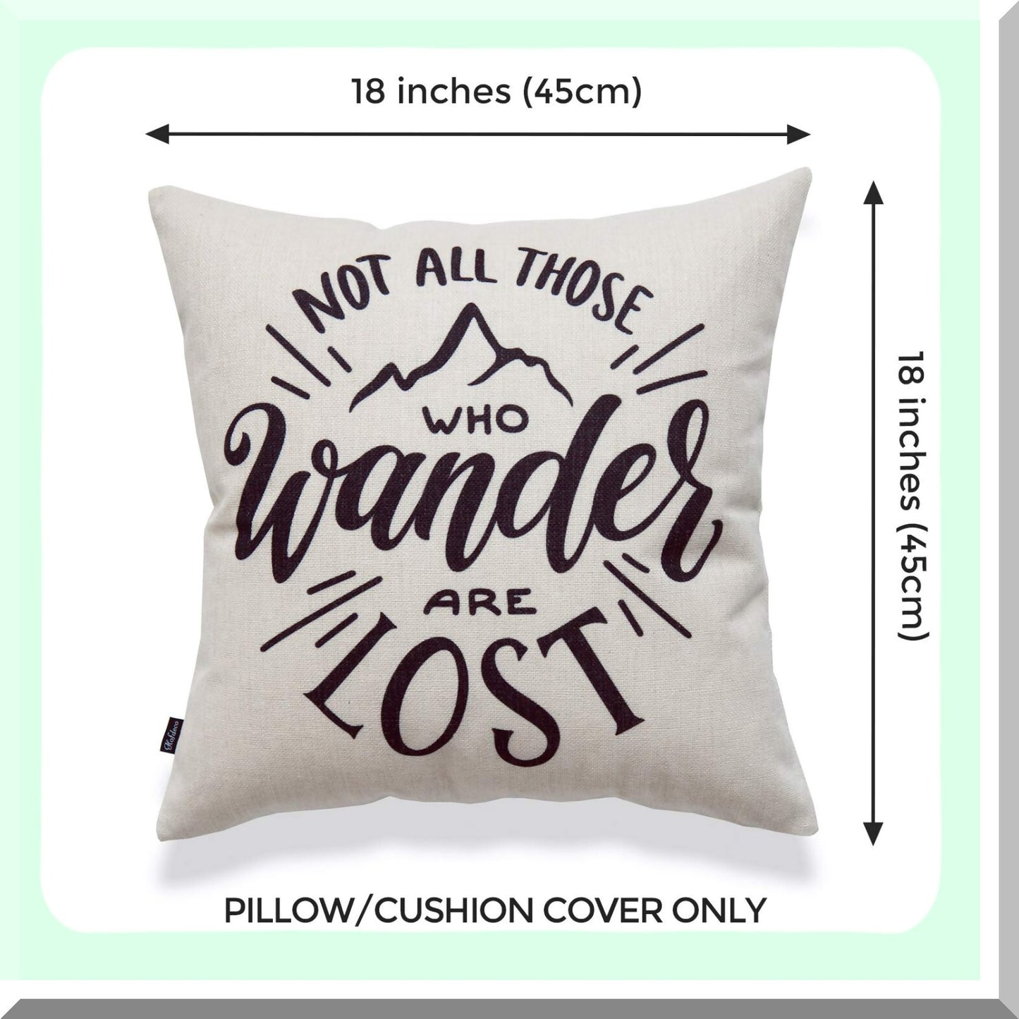 Wanderlust Decorative Pillow Cover - Couch Sofa Bed - Inspirational Quote - 18"x18" - Home Decor - Throw Pillow Case - Wanderer Gift - Not All Who Wander