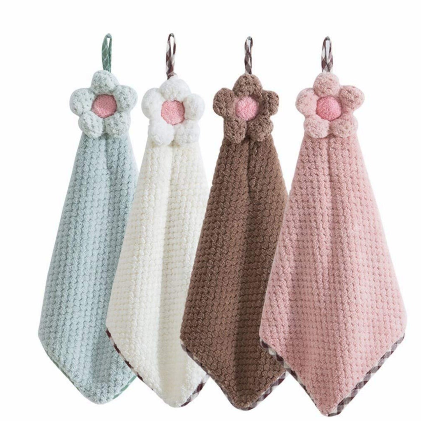 4Pack Microfiber Hand Towels with Loop, 16.5 Inches