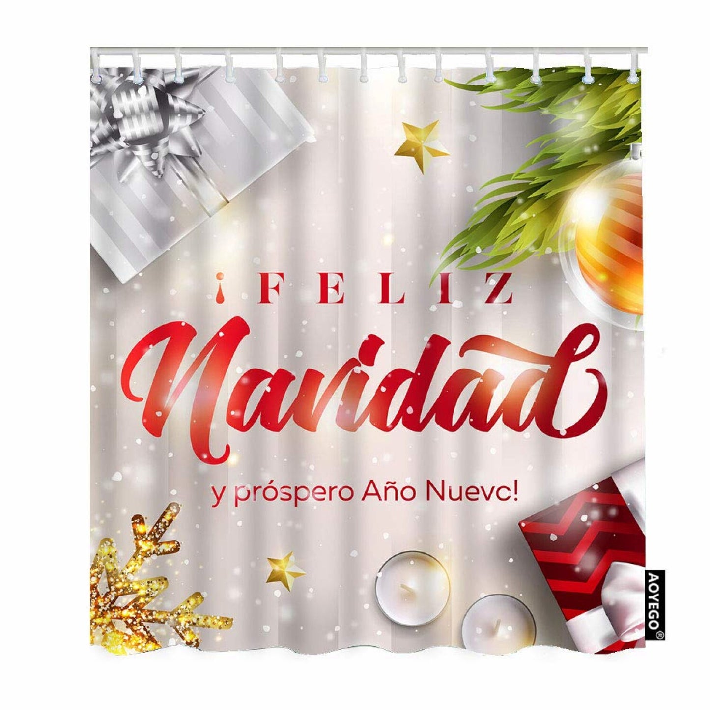 Feliz Navidad Shower Curtain 60x72 Inch Polyester