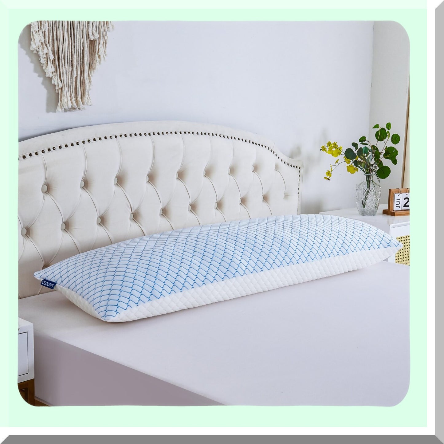 CoolDream Body Pillow - Shredded Memory Foam Long Pillow with Zippered Bamboo Cover for Side Sleepers. Perfect Bed Pillow for Adults.