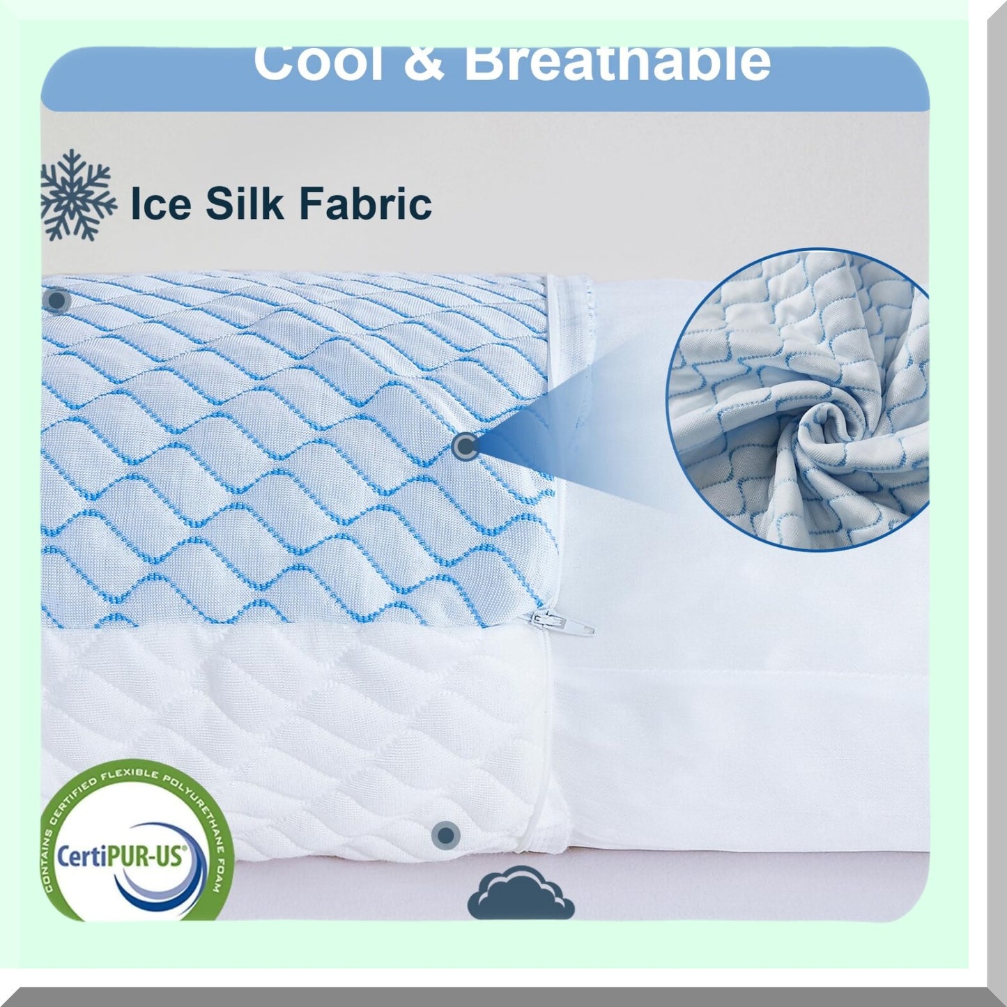 CoolDream Body Pillow - Shredded Memory Foam Long Pillow with Zippered Bamboo Cover for Side Sleepers. Perfect Bed Pillow for Adults.