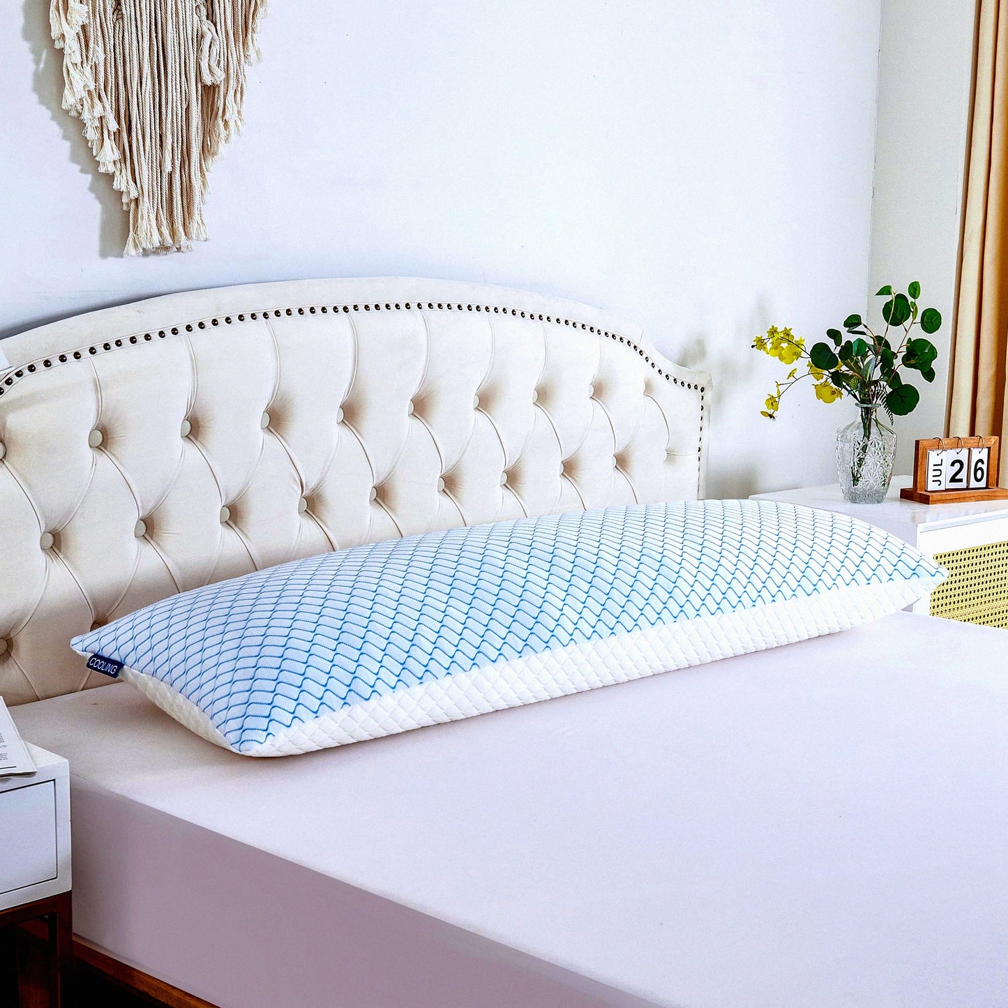 CoolDream Body Pillow - Shredded Memory Foam Long Pillow with Zippered Bamboo Cover for Side Sleepers. Perfect Bed Pillow for Adults.