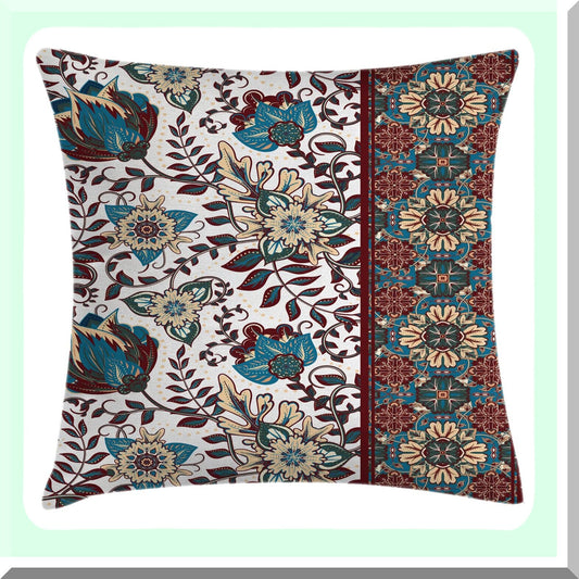Floral Border Throw Pillow Cover 16" x 16"