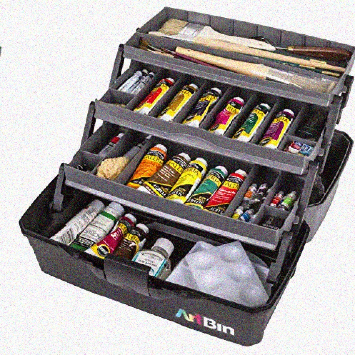 3-Tray Art Supply Box Gray/Black