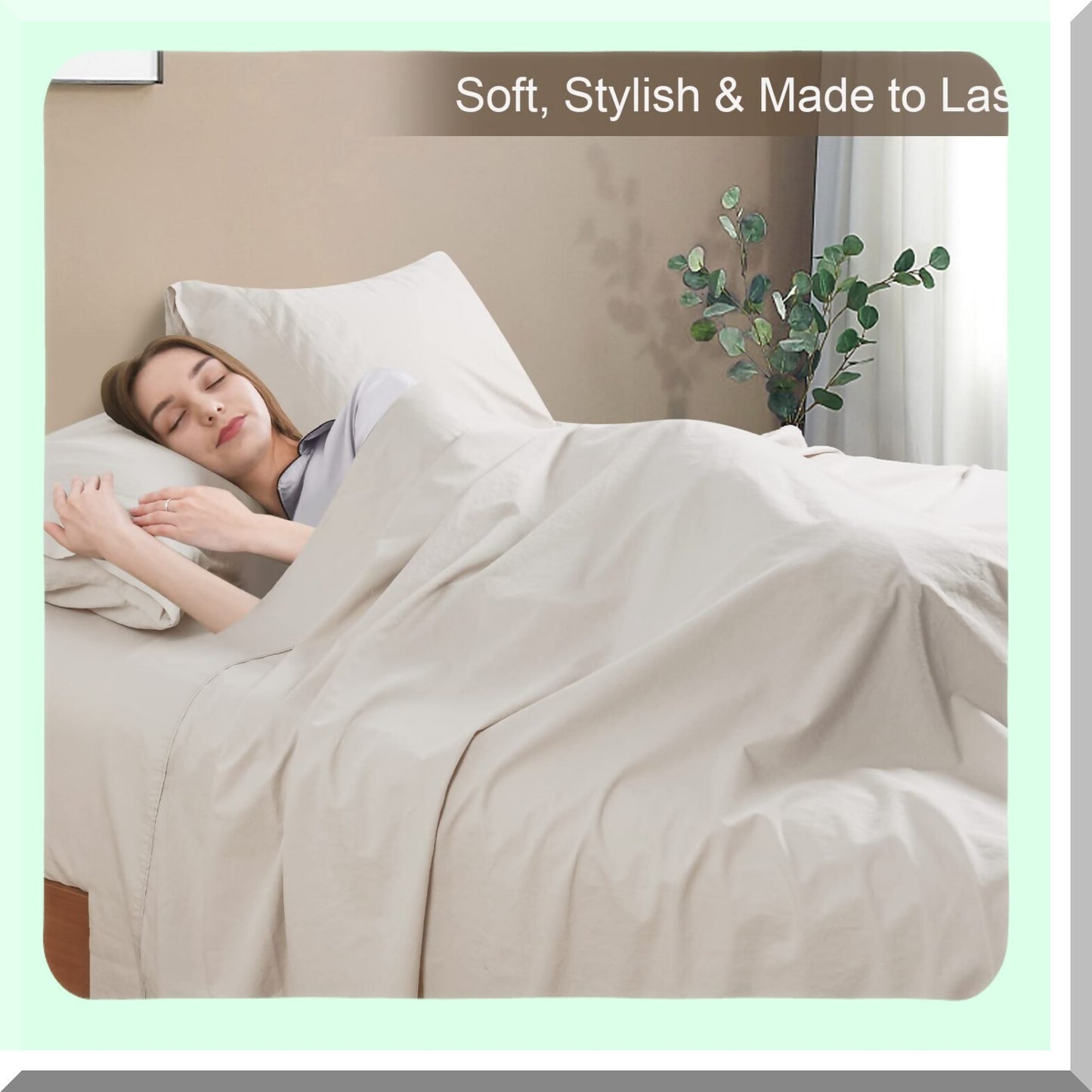 UltraSoft Cotton Bliss Queen Sheet Set - Breathable Moisture-Wicking 100% Cotton Sheets, Deep Pocket Linen Bed Sheet Set, Durable 4 Piece Set
