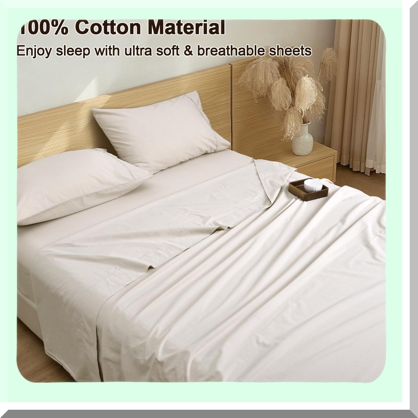 UltraSoft Cotton Bliss Queen Sheet Set - Breathable Moisture-Wicking 100% Cotton Sheets, Deep Pocket Linen Bed Sheet Set, Durable 4 Piece Set
