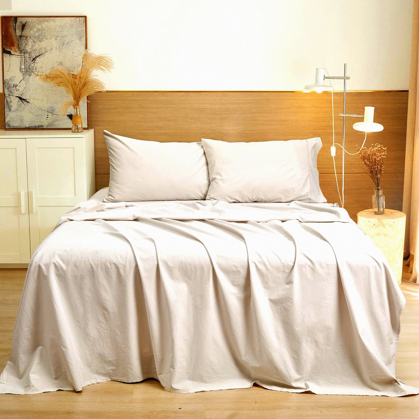 UltraSoft Cotton Bliss Queen Sheet Set - Breathable Moisture-Wicking 100% Cotton Sheets, Deep Pocket Linen Bed Sheet Set, Durable 4 Piece Set
