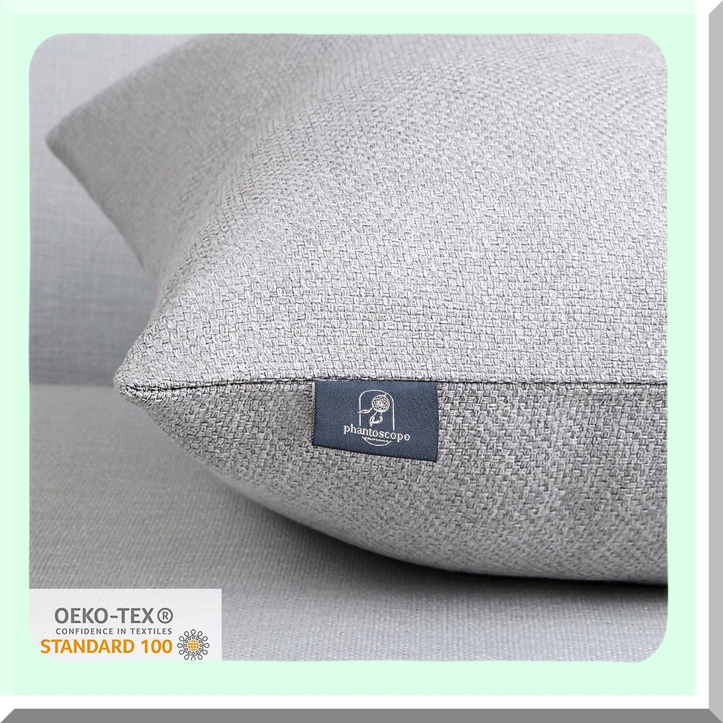 Vintage Linen Triple Button Farmhouse Pillow Covers - Set of 2 Decorative Throw Pillow Covers for Couch, Bed, Chair - Light Grey, 18x18 inches