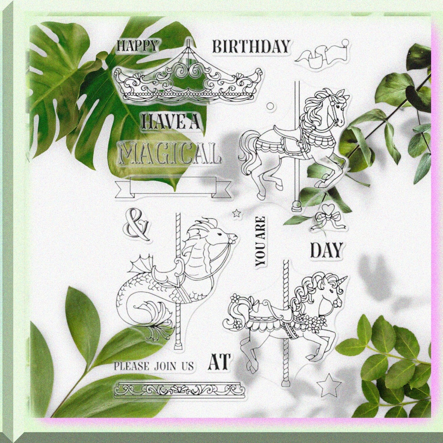 Ornate Carousel Clear Rubber Stamp Set 4x6