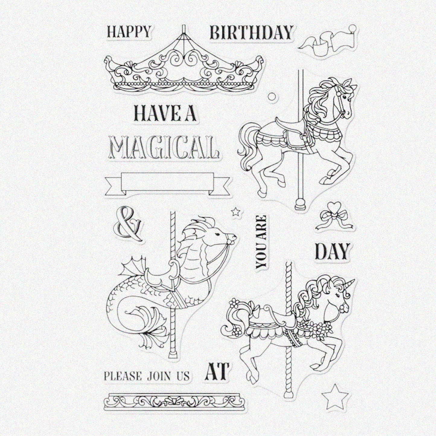 Ornate Carousel Clear Rubber Stamp Set 4x6